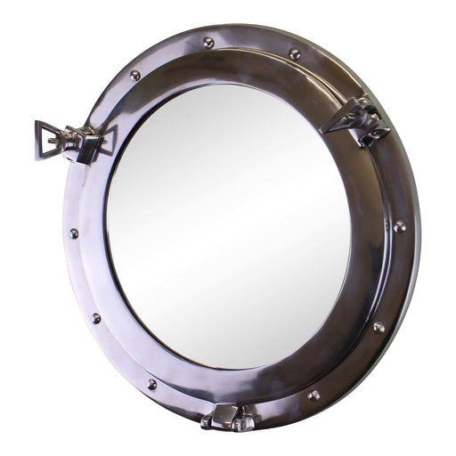 Silver Metal Port Hole Mirror, 40cm - Kozeenest