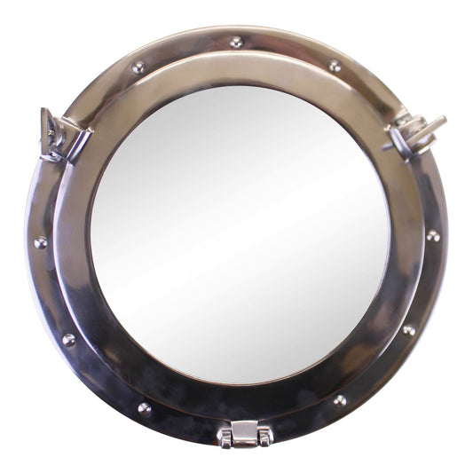 Silver Metal Port Hole Mirror, 40cm - Kozeenest