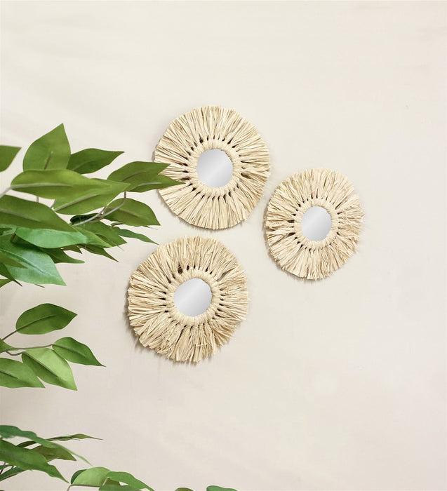 Set of Three Dried Grass Mirrors - Kozeenest