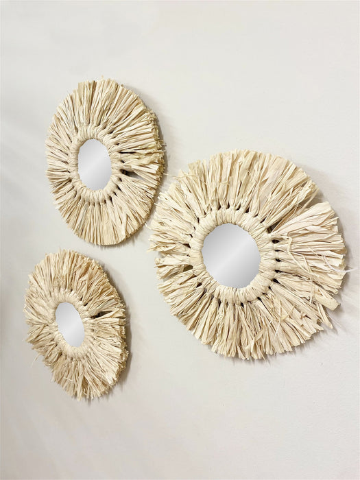 Set of Three Dried Grass Mirrors - Kozeenest