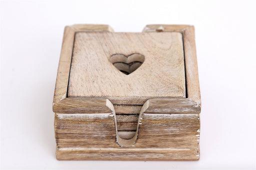 Set Of Six Wooden Heart Coasters - Kozeenest