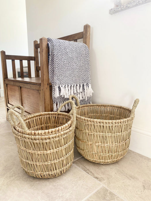 Set of Three Dried Seagrass Baskets - Kozeenest