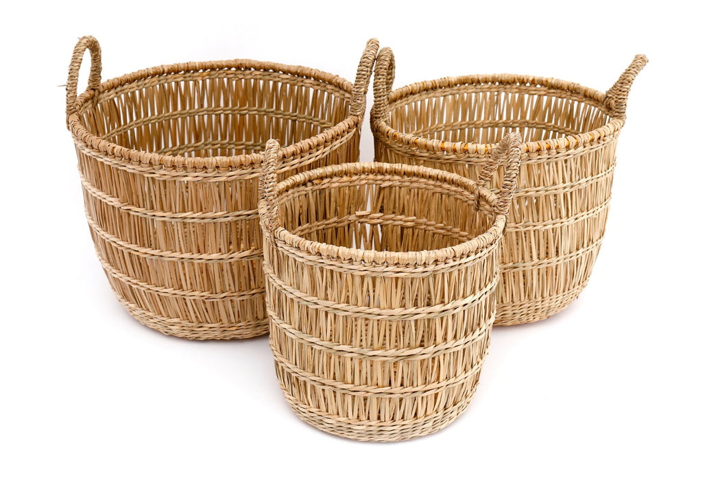 Set of Three Dried Seagrass Baskets - Kozeenest