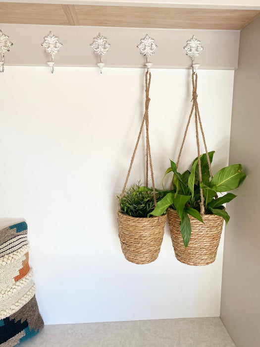 Set of Two Rush Grass Hanging Planters - Kozeenest