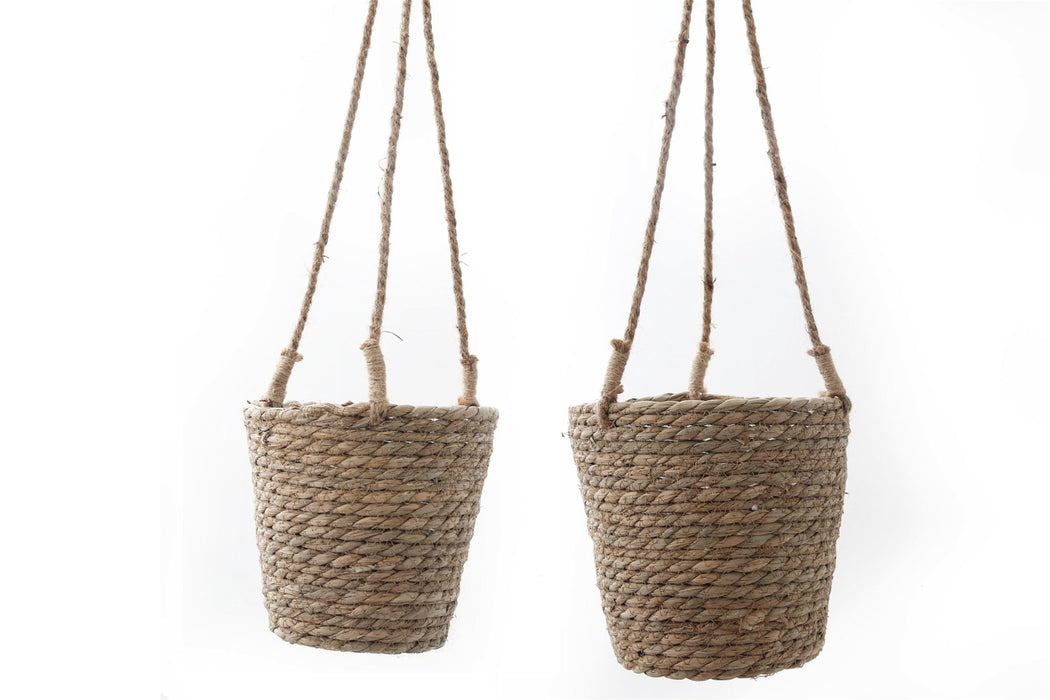 Set of Two Rush Grass Hanging Planters - Kozeenest