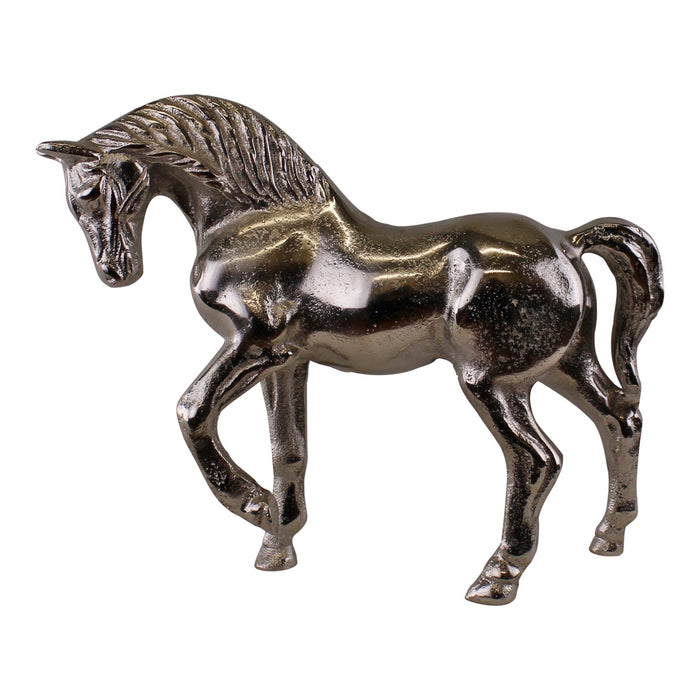 Silver Metal Horse Ornament, 23cm Tall - Kozeenest