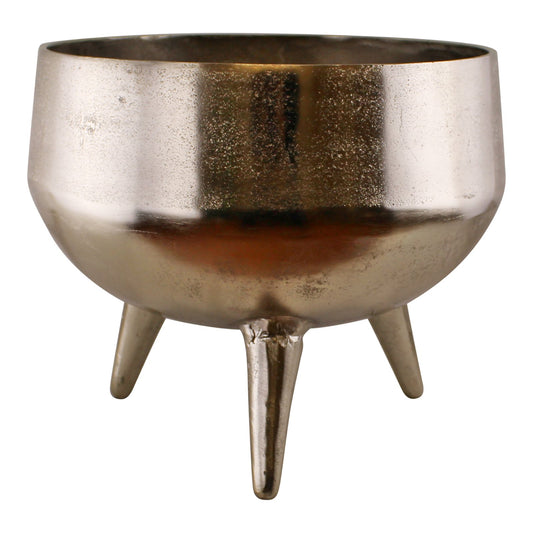 Silver Metal Planter/Bowl With Feet, 35cm - Kozeenest