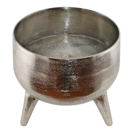 Silver Metal Planter/Bowl With Feet, 27cm - Kozeenest