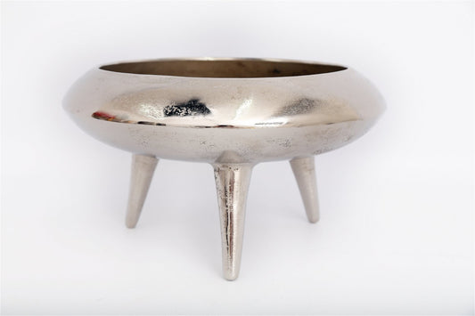 Silver Metal Planter/Bowl With Feet 39cm - Kozeenest