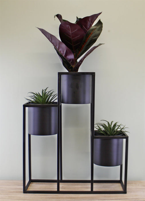 Triple Black Metal Planter, 43x50cm - Kozeenest