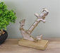 Silver Metal Anchor Ornament On Wooden Base - Kozeenest