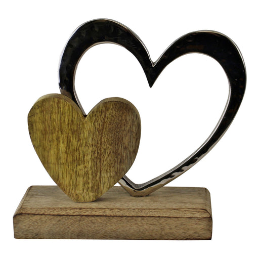 Small Double Heart On Wooden Base Ornament - Kozeenest