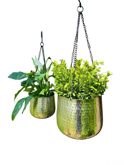 Set of Two Hanging Hammered Planters - Kozeenest