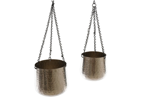 Set of Two Hanging Hammered Planters - Kozeenest