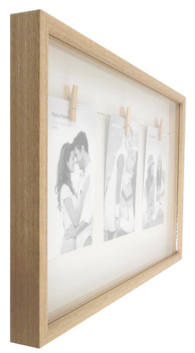 White Natural Wood Triple Peg Frame - Kozeenest