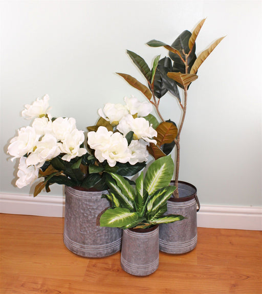 Set of 3 Bucket Style Metal Planters - Kozeenest