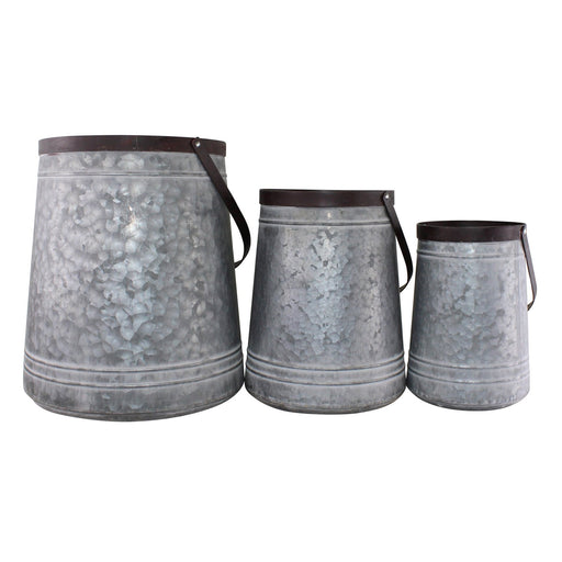 Set of 3 Bucket Style Metal Planters - Kozeenest