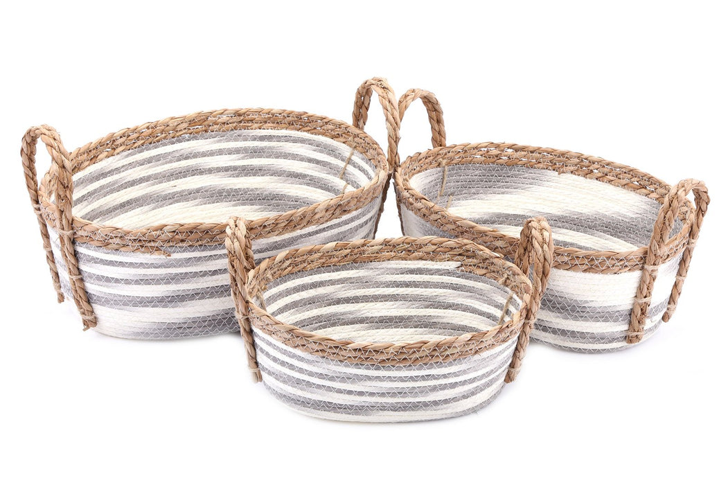 Set of Three Stripey Oval Storage Baskets - Kozeenest