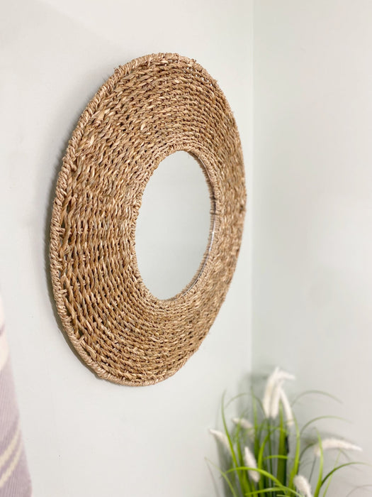 Natural Seagrass Mirror 50cm - Kozeenest