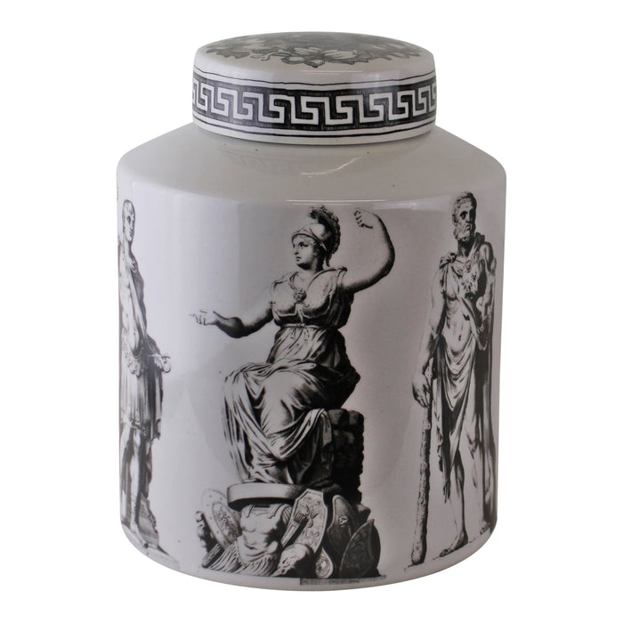 Small Round Grecian Style Porcelain Jar, Grecian Pottery - Kozeenest