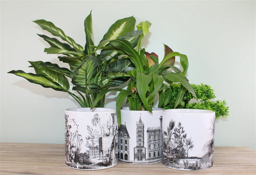 Set of 3 Monochrome Ceramic Small Planters - Kozeenest