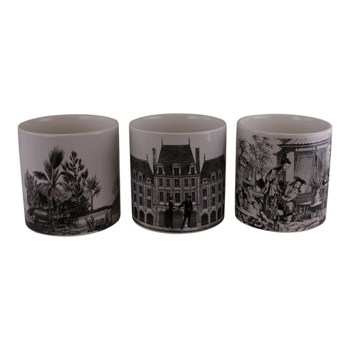 Set of 3 Monochrome Ceramic Small Planters - Kozeenest