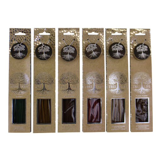 Set of 6 Fragranced Incense Sticks With Holders, Tree Of Life Design - Kozeenest