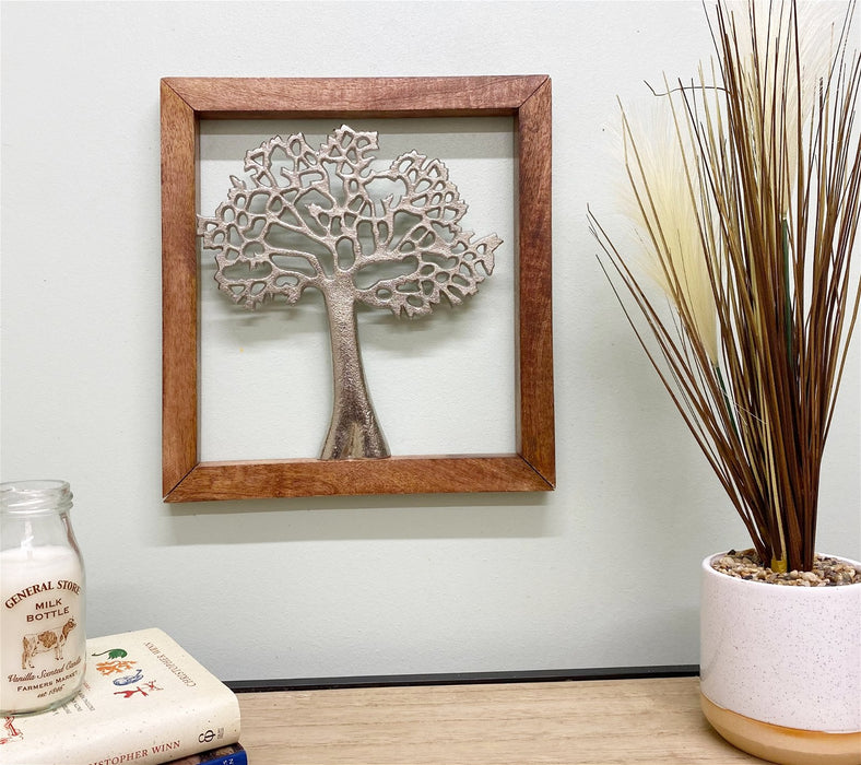 Silver Tree Of Life In A Wooden Frame - Kozeenest