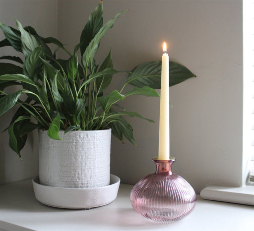 Pink Glass Candle Holder - Kozeenest