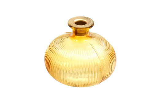 Yellow Ribbed Glass Candle Holder - Kozeenest