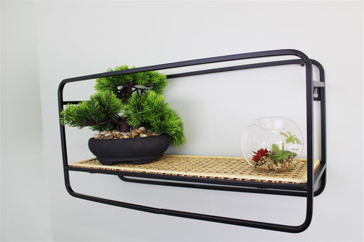 Small Wall Hanging Shelf Unit in Metal Weave Effect - Kozeenest