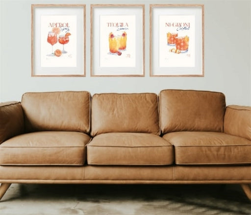 Set of Three Cocktail Recipe Wall Art in Frames - Kozeenest