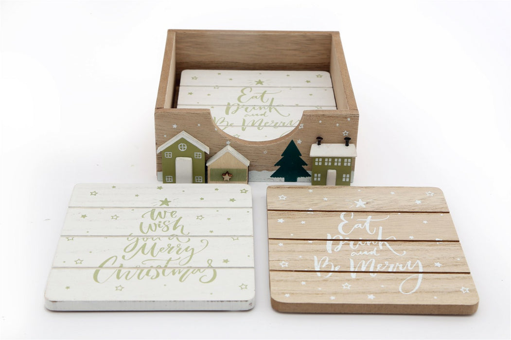 Set Of 4 Christmas Market Coasters - Kozeenest