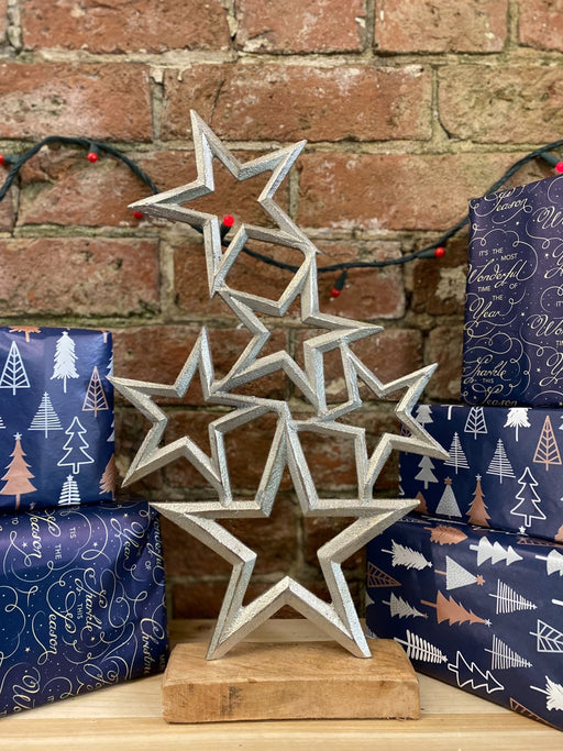 Stars On Wooden Base Ornament 40cm - Kozeenest