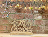 Wood Carved Merry Christmas Script On Base - Kozeenest