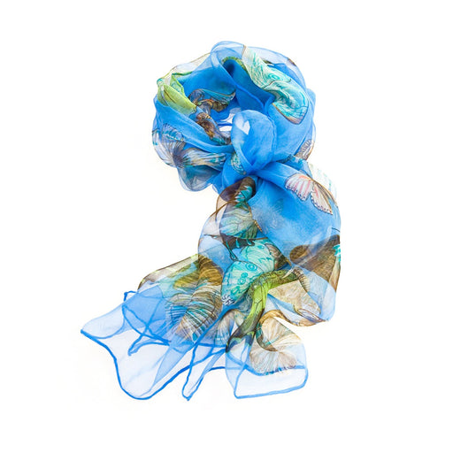 Royal Blue Butterfly - 100% Pure Silk Scarf-1