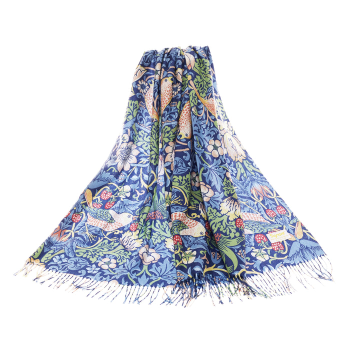 William Morris Strawberry Thief Blue - Art Pashmina-1