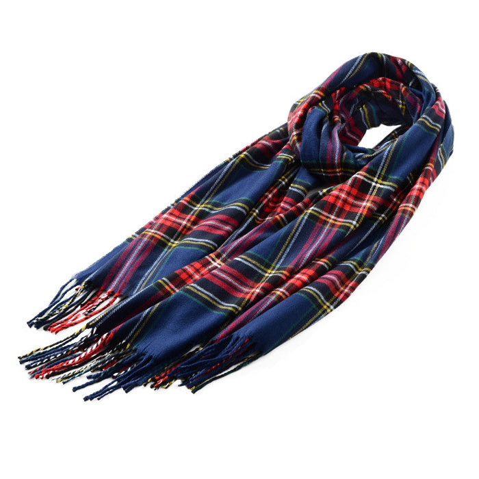 Navy Stewart Tartan - Shawl Scarf-0