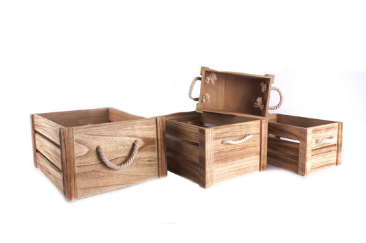 Set of Four Wooden Crates - Kozeenest