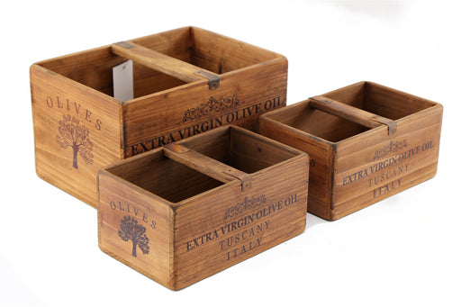 Set of Three Olive Oil' Wooden Crates - Kozeenest