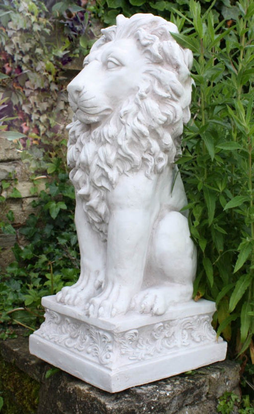 Stone Effect Sitting Lion Statue - Kozeenest