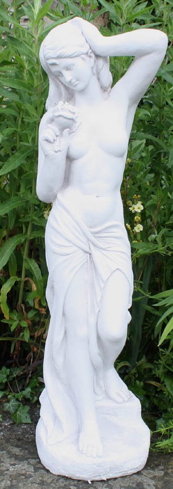 Stone Effect Lady With Rose Statue - Kozeenest
