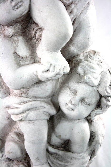 Stone Effect 3 Cherub Jardiniere Or Bird Bath - Kozeenest