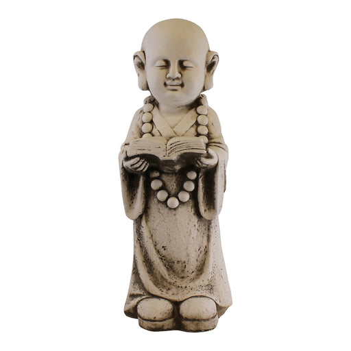 Stone Effect Garden Ornament, Monk Reading - Kozeenest