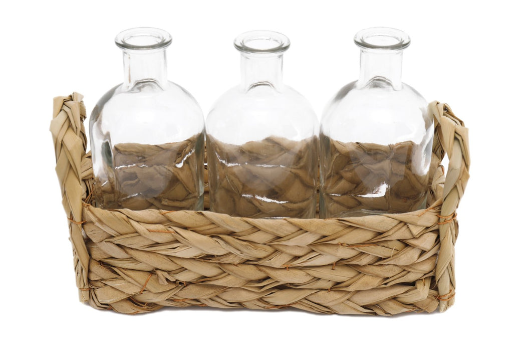 Set of 3 Vases With Grass Tray - Kozeenest