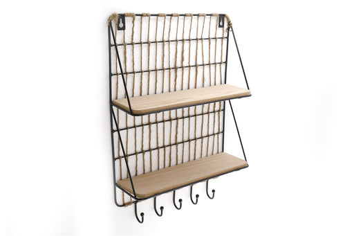 Synergy Wooden Shelf with 4 Hooks - Kozeenest