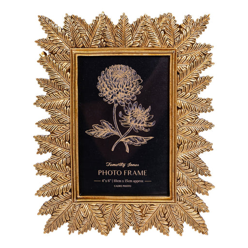 Photo Frame Edged With Golden Leaf Design 4x6" - Kozeenest