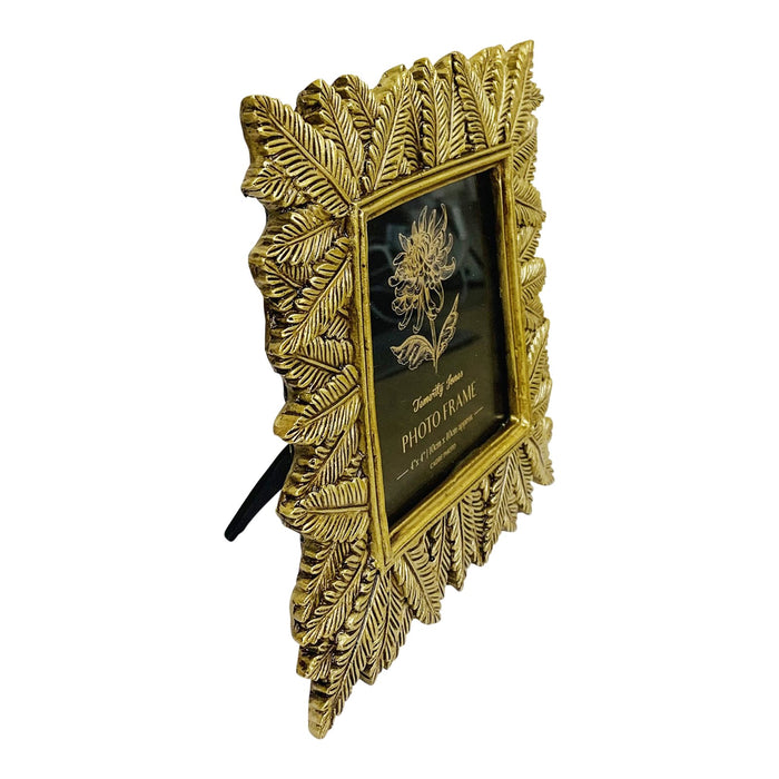 Photo Frame Edged With Golden Leaf Design 4x4" - Kozeenest