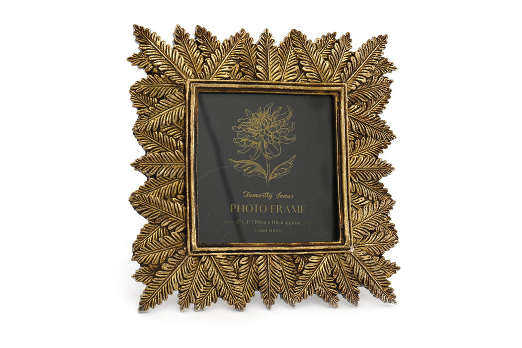 Photo Frame Edged With Golden Leaf Design 4x4" - Kozeenest