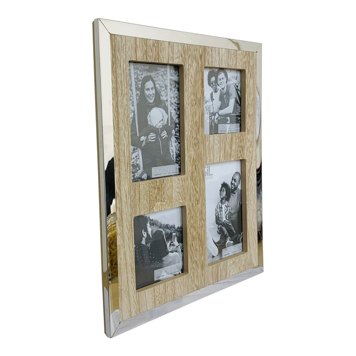 Silver & Wooden Multi Photo Frame - Kozeenest